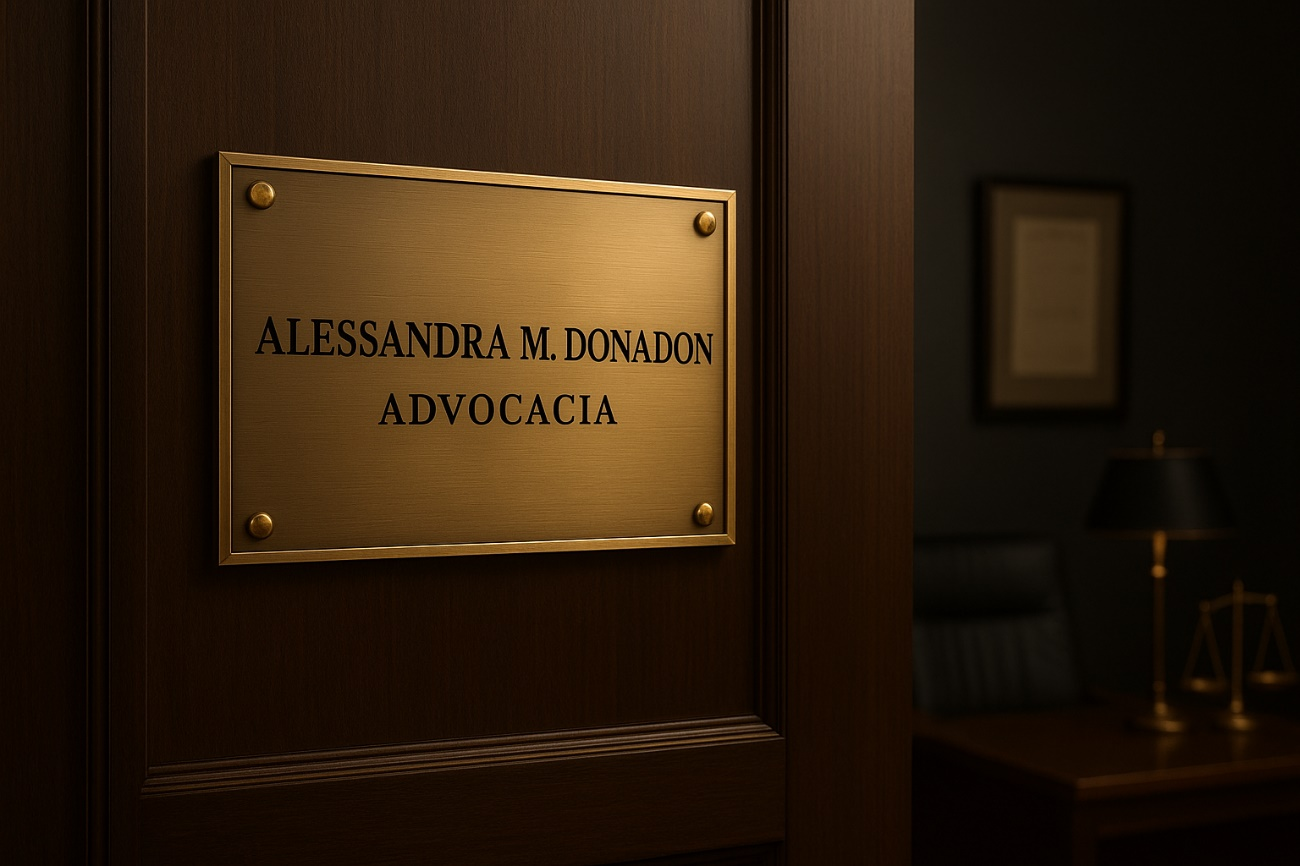Placa do escritório Alessandra M. Donadon Advocacia